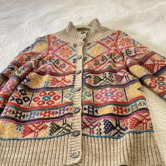 Peruvian Connection Womens Knit Cardigan Sweater Size L Pima Cotton Alpaca - Picture 8 of 15